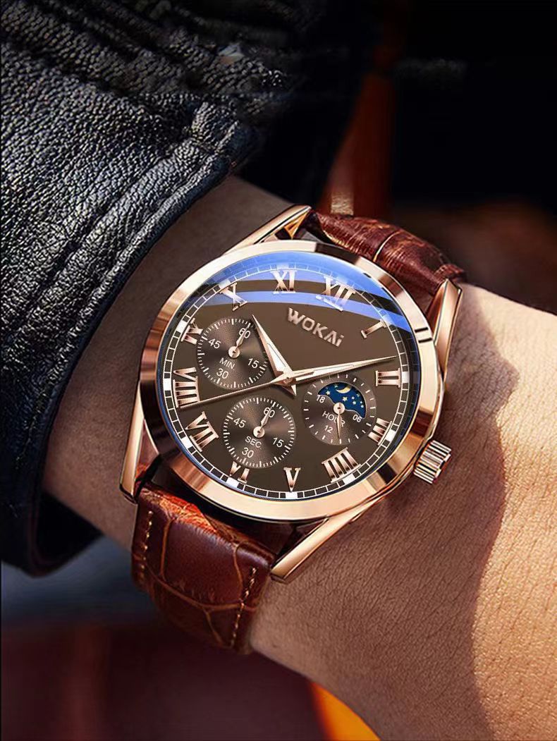 Men's Leather Strap Quartz Watch | Classic Alloy