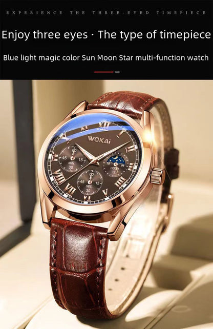 Men's Leather Strap Quartz Watch | Classic Alloy