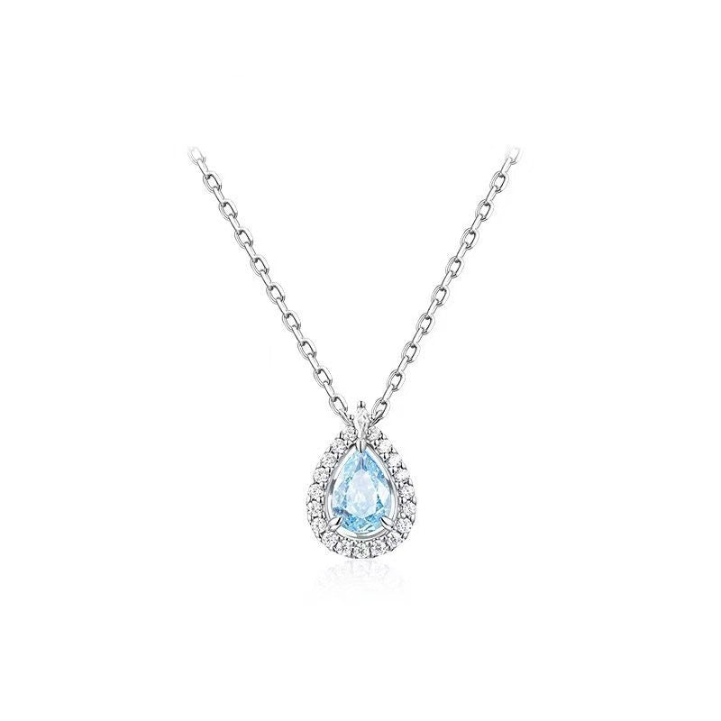 S925 Sterling Silver Blue Tear Necklace