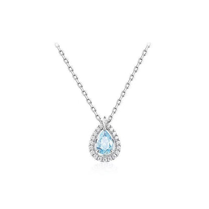 S925 Sterling Silver Blue Tear Necklace