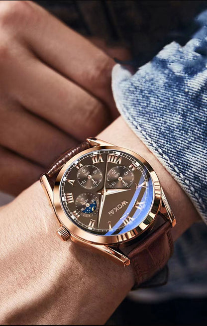 Men's Leather Strap Quartz Watch | Classic Alloy