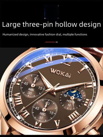 Men's Leather Strap Quartz Watch | Classic Alloy